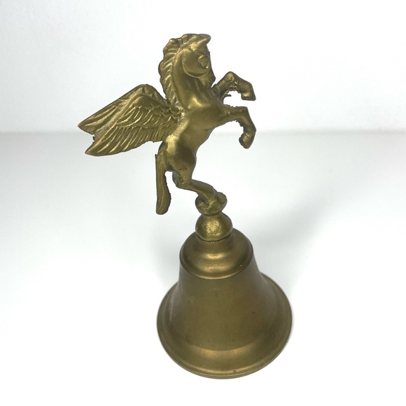 Vintage Brass Bell Pegasus Winged Horse - Picture 2 of 10